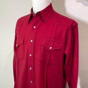 Vintage Pendleton Western Rider Shirt Long Sleeve Snap Up RedWool Pointed Collar